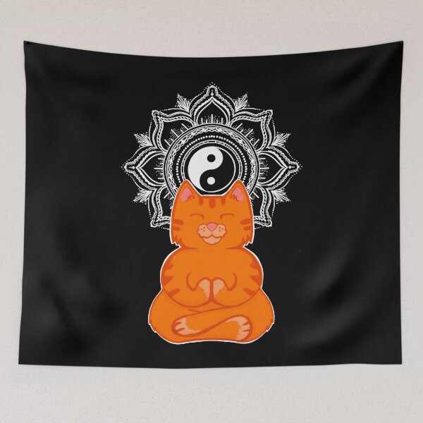 Item preview, Yoga Ginger Cat Meditating With Mandala designed and sold by SusanaDesigns.