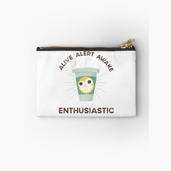 Item preview, Alive Alert Awake Enthusiastic Coffee Guy - Brown Text designed and sold by DoomSalad.
