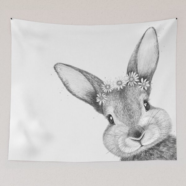 Item preview, Rabbit with chamomiles designed and sold by Valeriya Korenkova Kodamorkovkart.