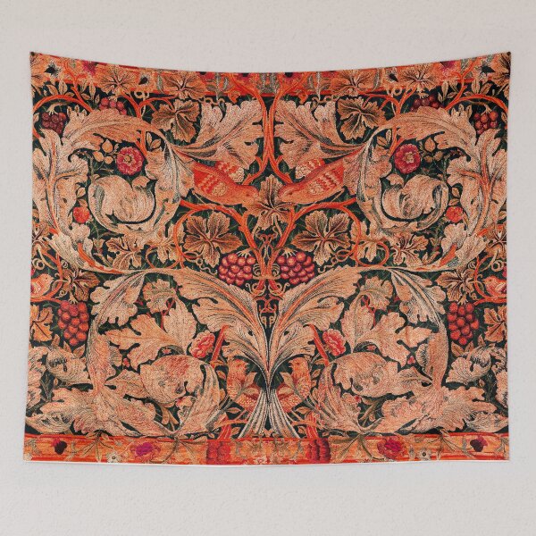 Item preview, BIRDS ON ACANTHUS LEAVES,ROSES ,VINE AND GRAPES IN RED, Art Nouveau Floral designed and sold by BulganLumini.