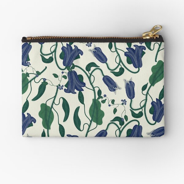 Blue Vintage Flower Pattern Zipper Pouch