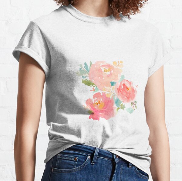 roses illustration, Watercolor painting Peony , bouquet watercolor transparent background PNG clipart Classic T-Shirt