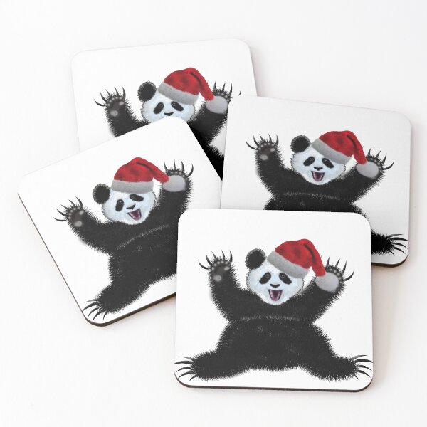 Item preview, Christmas panda wearing santa claus hat designed and sold by Galina Kostyaeva.