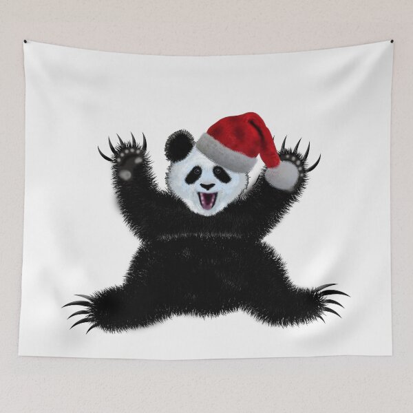 Item preview, Christmas panda wearing santa claus hat designed and sold by Galina Kostyaeva.