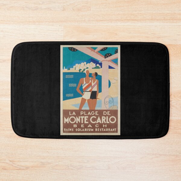 Item preview, retro classic La Plage de Monte Carlo poster designed and sold by CorasPosters.