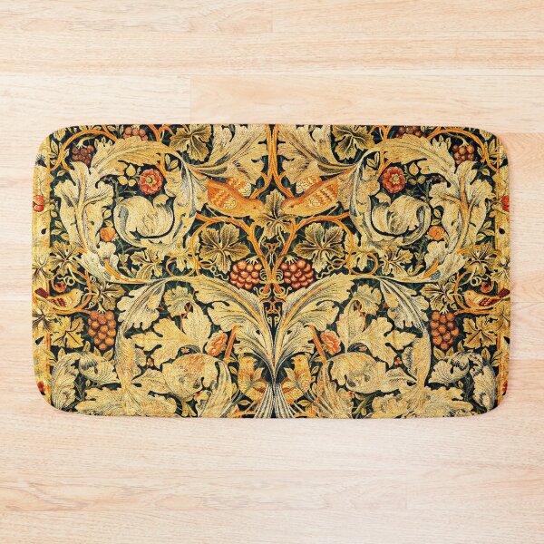 Item preview,  BIRDS ON ACANTHUS LEAVES ,ROSES ,VINE AND GRAPES IN ORANGE YELLOW, Art Nouveau Floral designed and sold by BulganLumini.