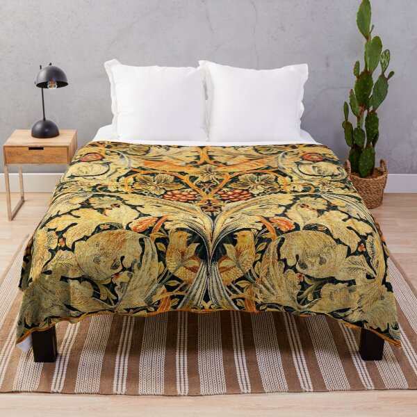 Item preview,  BIRDS ON ACANTHUS LEAVES ,ROSES ,VINE AND GRAPES IN ORANGE YELLOW, Art Nouveau Floral designed and sold by BulganLumini.