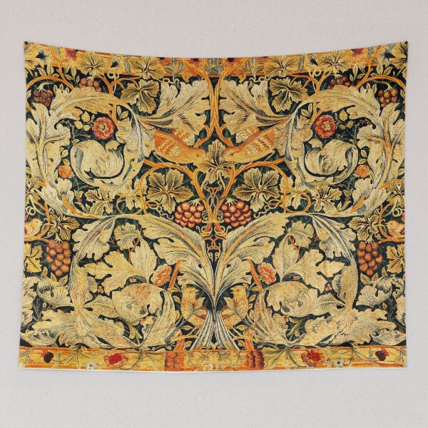 Item preview,  BIRDS ON ACANTHUS LEAVES ,ROSES ,VINE AND GRAPES IN ORANGE YELLOW, Art Nouveau Floral designed and sold by BulganLumini.