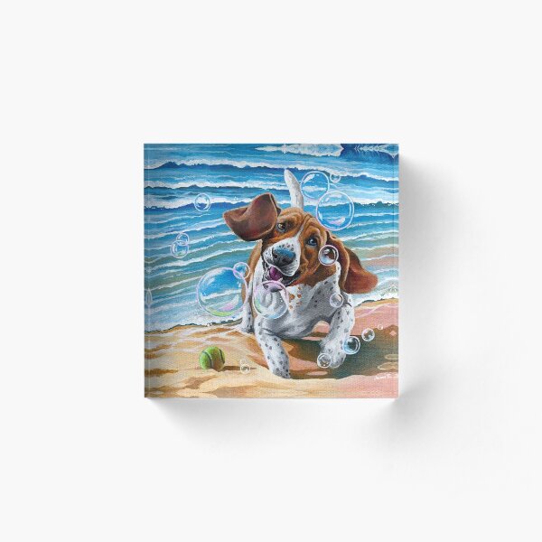 Basset Hounds & Bubbles Acrylic Block
