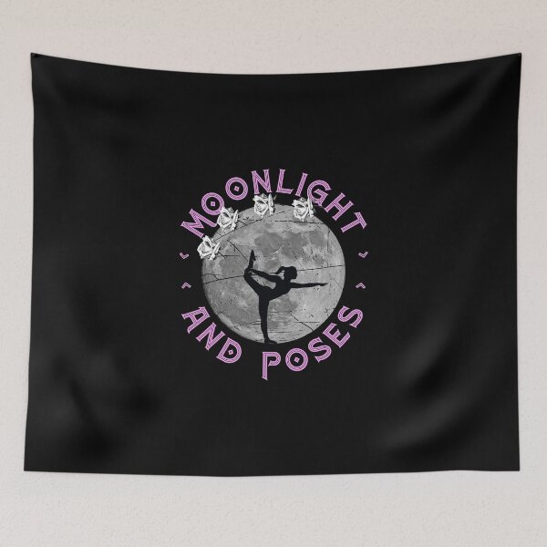 Item preview, Moonlight and poses cool Yoga motive in moonlight with roses designed and sold by Kalli-design.