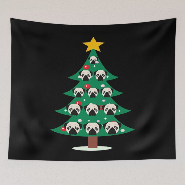 Item preview, funny pug dog christmas tree gift for girl designed and sold by alaechamlal.