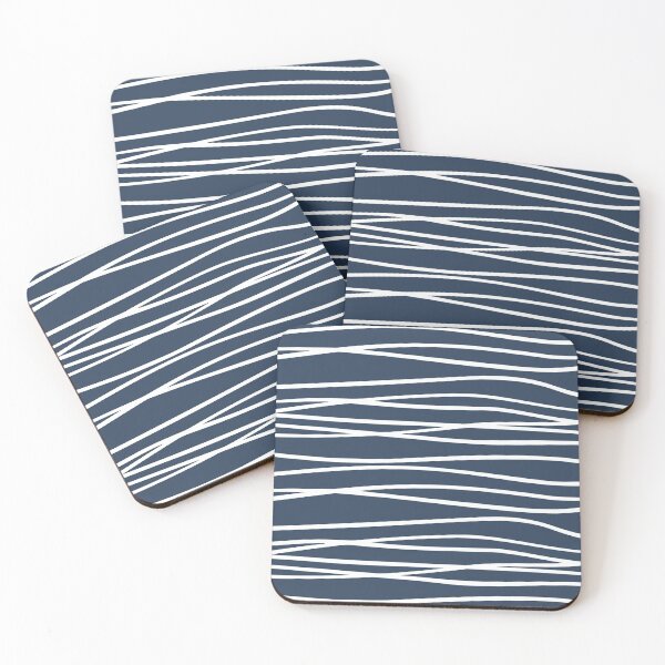 Artikelvorschau, Wave, Geomatric Line Pattern, Boho Style, Abstract Lines, Blue and White entworfen und verkauft von meggydesigns.