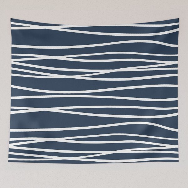 Artikelvorschau, Wave, Geomatric Line Pattern, Boho Style, Abstract Lines, Blue and White entworfen und verkauft von meggydesigns.