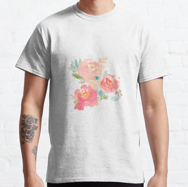 roses illustration, Watercolor painting Peony , bouquet watercolor transparent background PNG clipart Classic T-Shirt