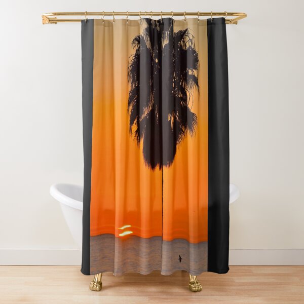 Santa Monica California Palm Tree Ocean Sunset Shower Curtain