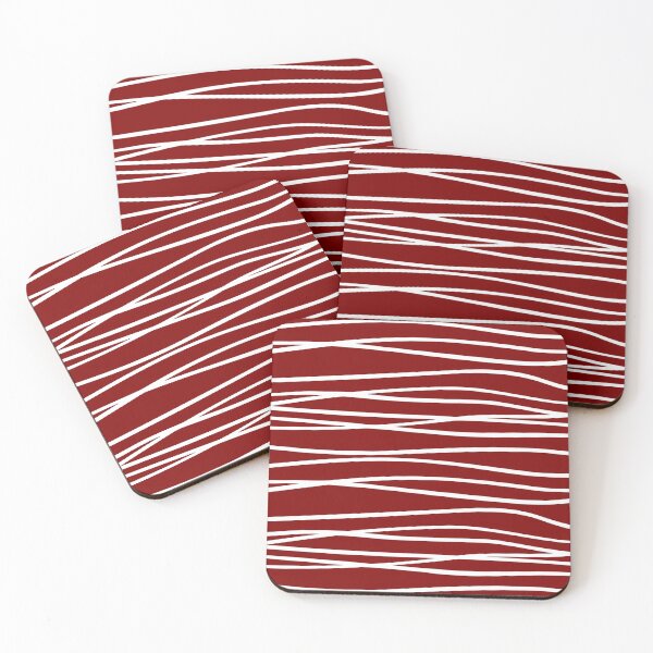 Artikelvorschau, Wave, Geomatric Line Pattern, Boho Style, Abstract Lines, Red and White entworfen und verkauft von meggydesigns.
