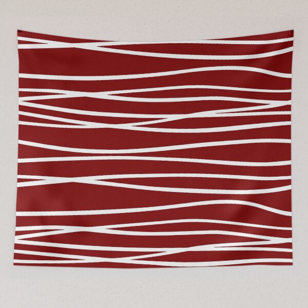 Artikelvorschau, Wave, Geomatric Line Pattern, Boho Style, Abstract Lines, Red and White entworfen und verkauft von meggydesigns.