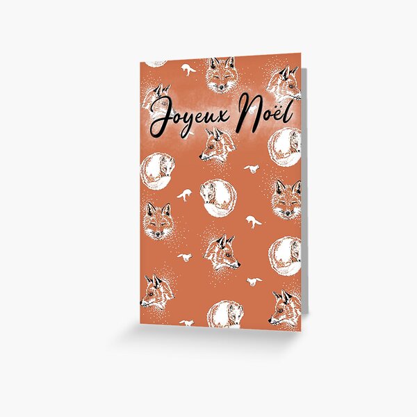 Foxes orange background Christmas card Greeting Card