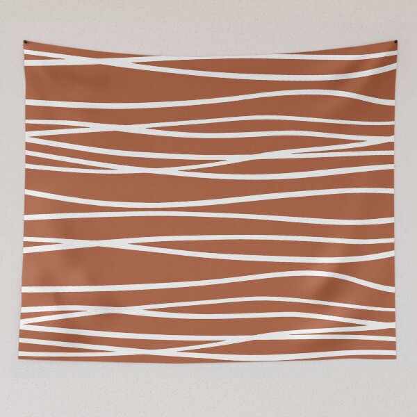 Artikelvorschau, Wave, Geomatric Line Pattern, Boho Style, Abstract Lines, Terracotta and White entworfen und verkauft von meggydesigns.