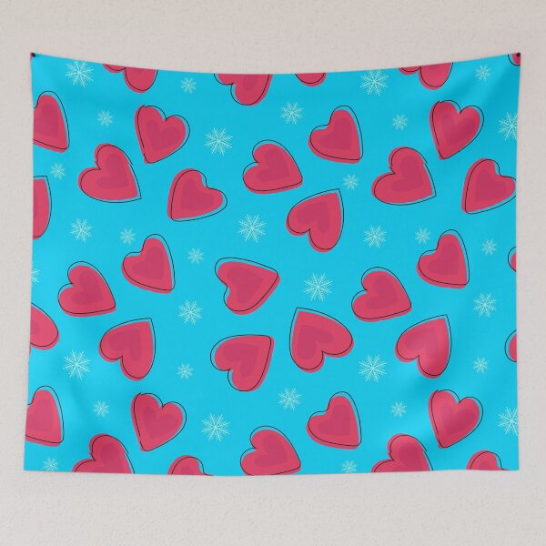 Item preview, Bright red hearts on a blue background. designed and sold by TanaLuna.