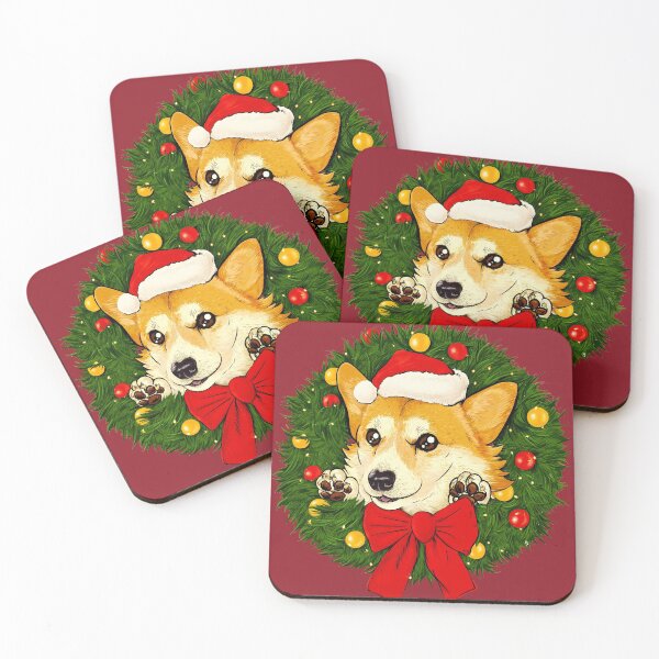 Item preview, Corgi Santa Christmas Wreath designed and sold by TEES BY TOM.