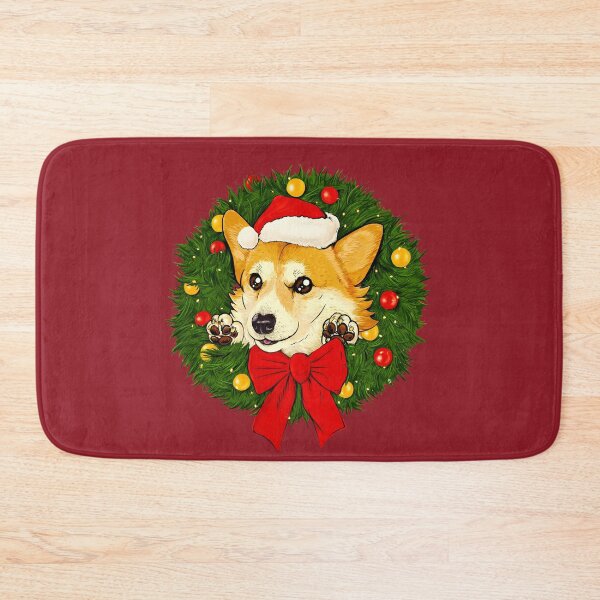 Item preview, Corgi Santa Christmas Wreath designed and sold by TEES BY TOM.