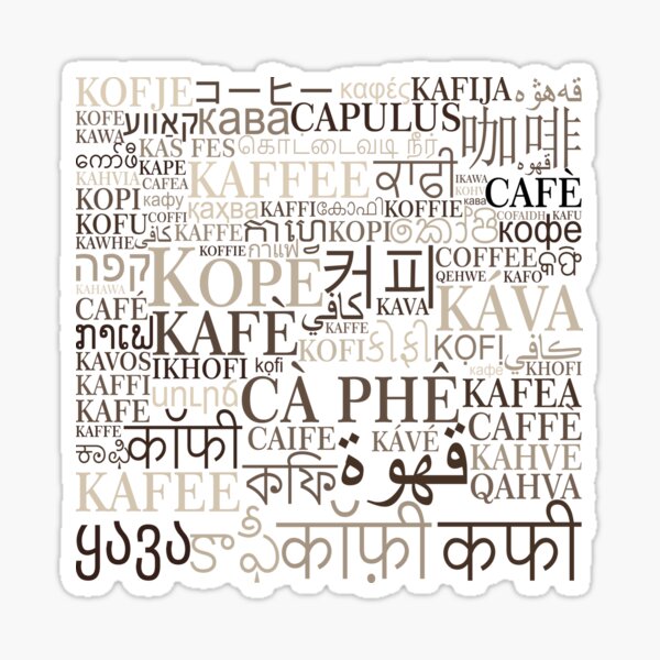 Kaffee in verschiedenen Sprachen Sticker