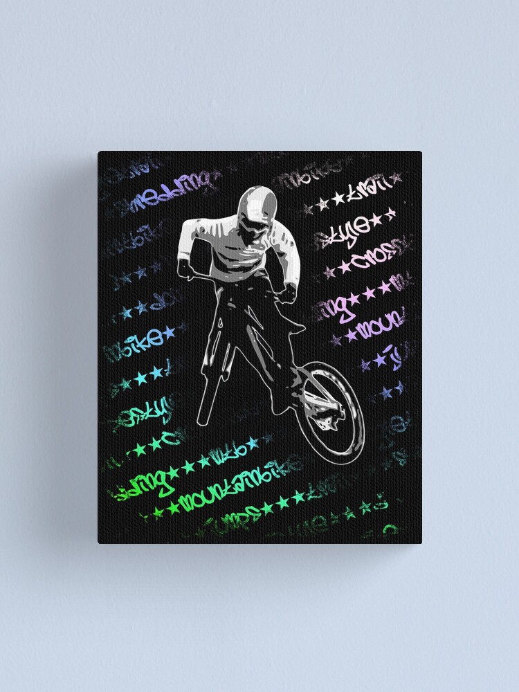 Mountain bike cool downhill jump graffiti colorful Canvas Print