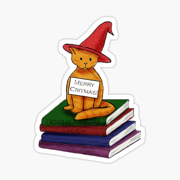 Wizard Cat on Books Sticker