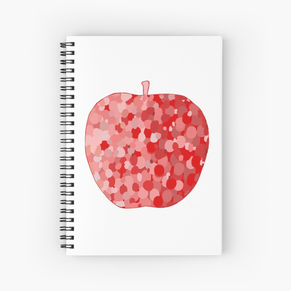 red apple digital drawing food illustration Spiral Notebook