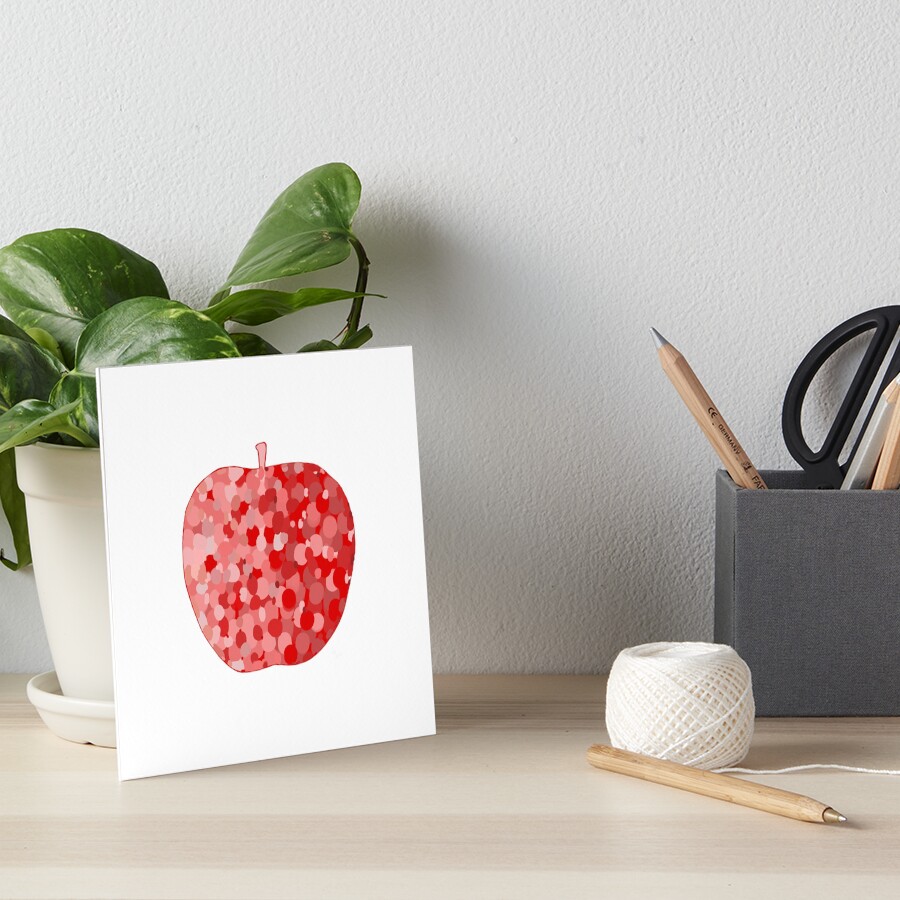 red apple digital drawing food illustration Art Board Print