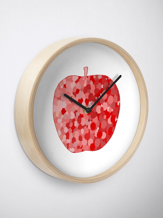 Thumbnail 1 of 4, Clock, red apple digital drawing food illustration designed and sold by Florcitasart.