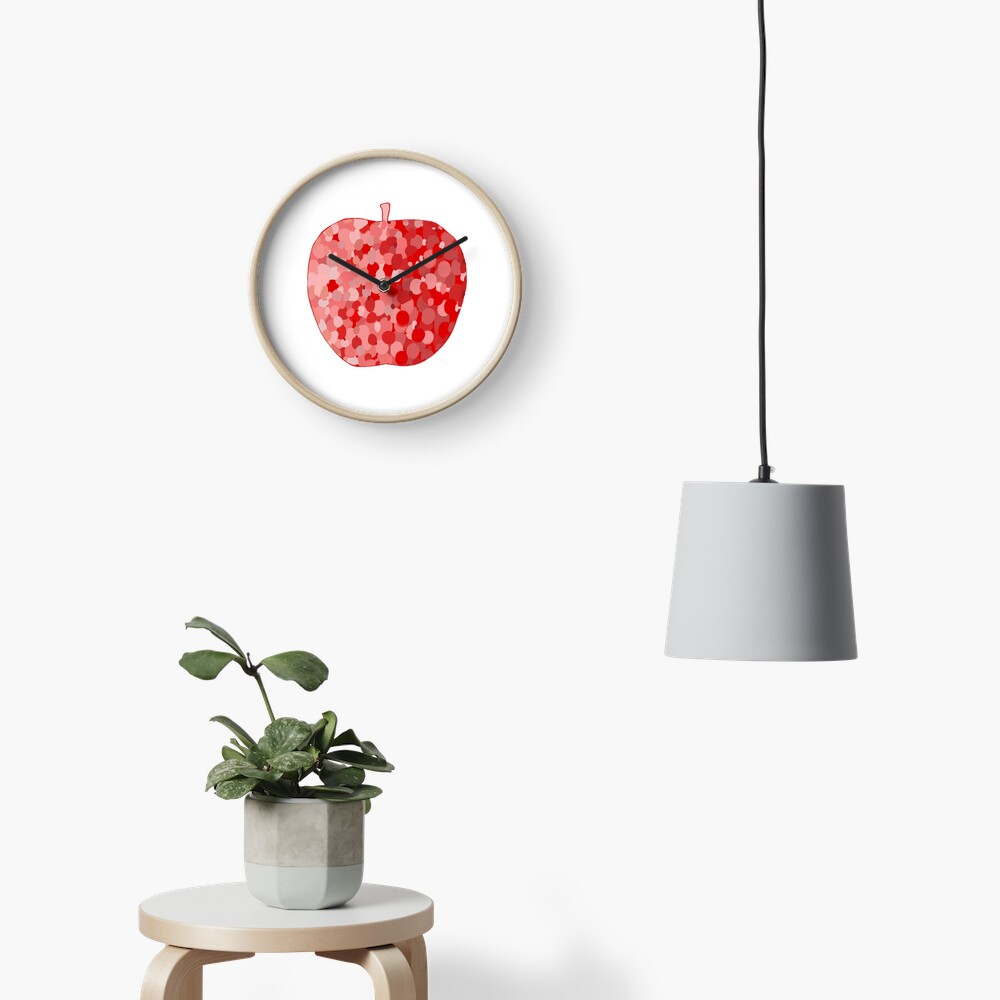 red apple digital drawing food illustration Clock