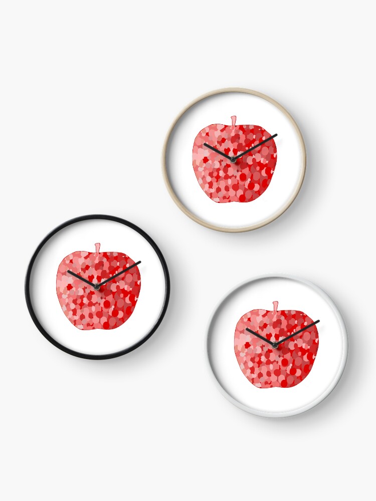 Thumbnail 3 of 4, Clock, red apple digital drawing food illustration designed and sold by Florcitasart.
