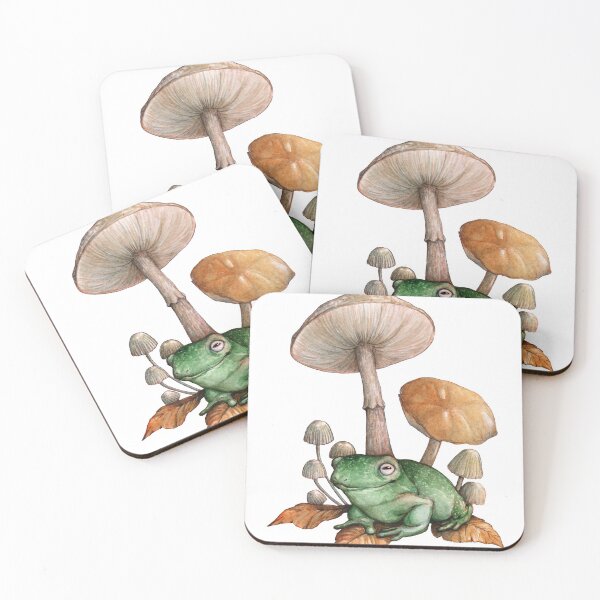 Item preview, frog and mushrooms designed and sold by forestmagic.