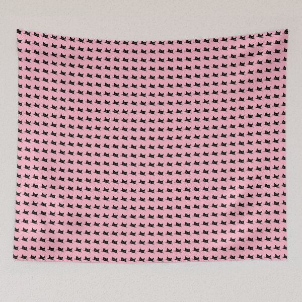 Item preview, Black cat pink background designed and sold by Tranquilarrow.