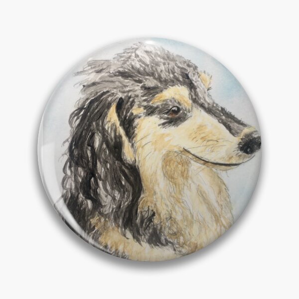 Item preview, Muffin the silver dapple long haired dachshund designed and sold by HollyAngharad1.