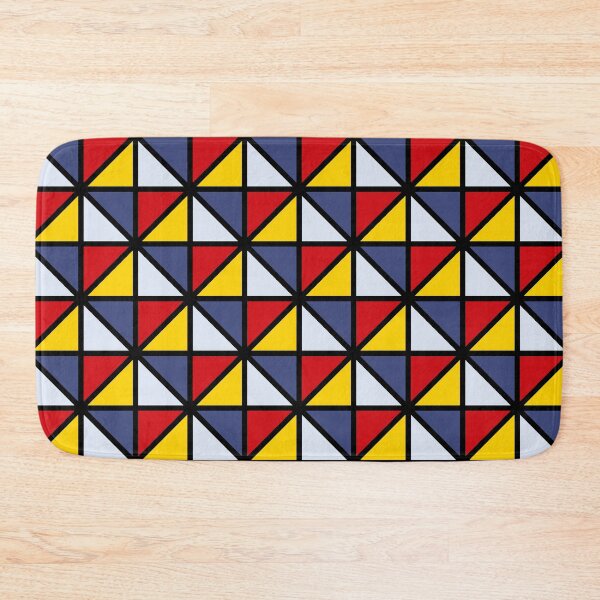 Artikelvorschau, Black, blue, red, white and yellow triangles in geometric pattern entworfen und verkauft von acidmit.