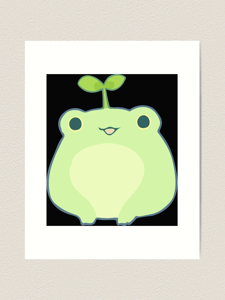 Kawaii Frog With Leaf On Head Art Print for Sale by Clarissa-Castle