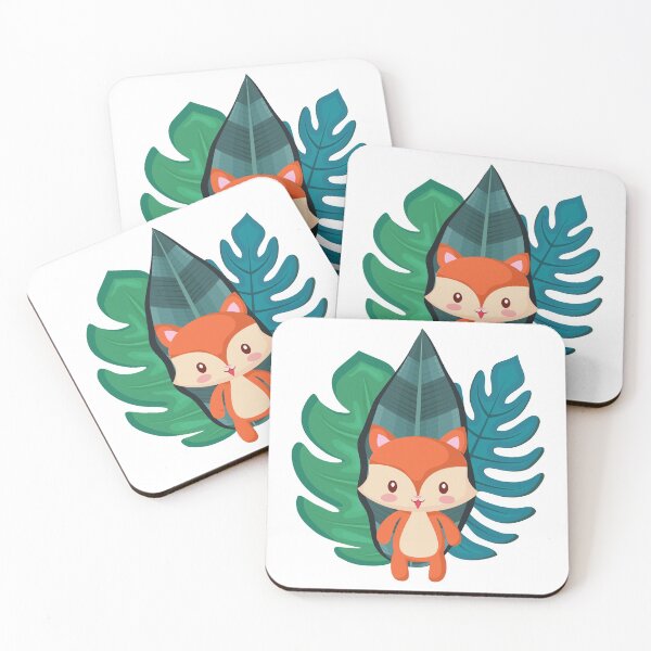 Item preview, Happy Kawaii Fox in front of Green Leafs designed and sold by Web CreationsNL.