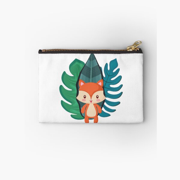 Item preview, Happy Kawaii Fox in front of Green Leafs designed and sold by Web CreationsNL.
