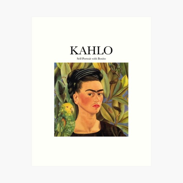 Kahlo - Selbstporträt mit Bonito Kunstdruck