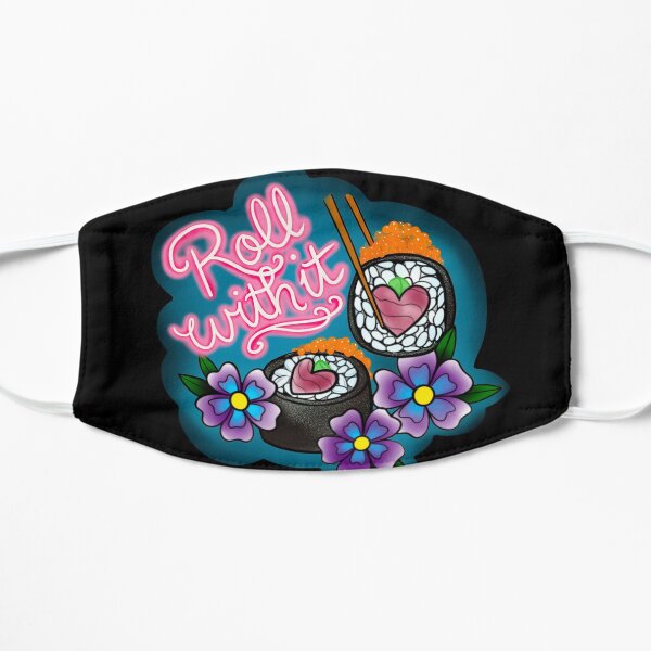 Roll With It - Inspirational Quotes - Neon Sushi Bites - Classic 80s Pop Art Mask