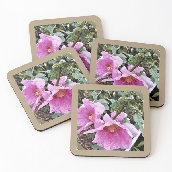 Item preview, Pink Hollyhocks Flower with Buds designed and sold by ArtStore20.