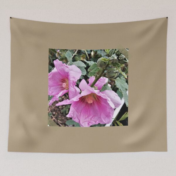 Item preview, Pink Hollyhocks Flower with Buds designed and sold by ArtStore20.