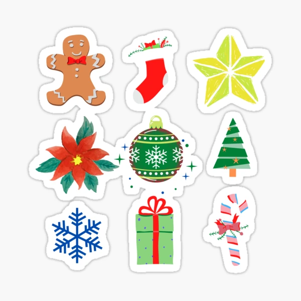 Christmas Stickers Adorable Round Encouraging Stickers 1 inch Self
