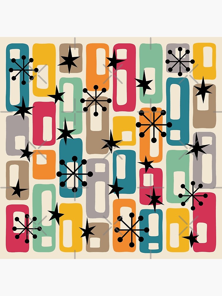 Mid Century Green No2 Poster - Shapes in green and black