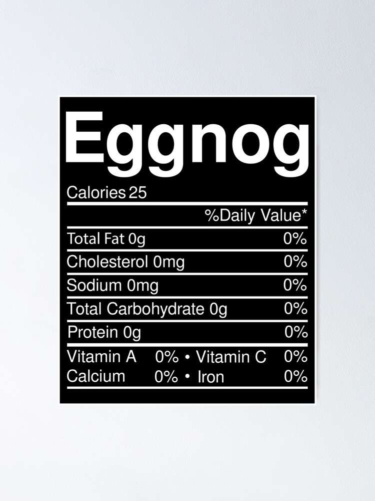 "Eggnog Nutrition Facts Christmas Food" Poster for Sale by
