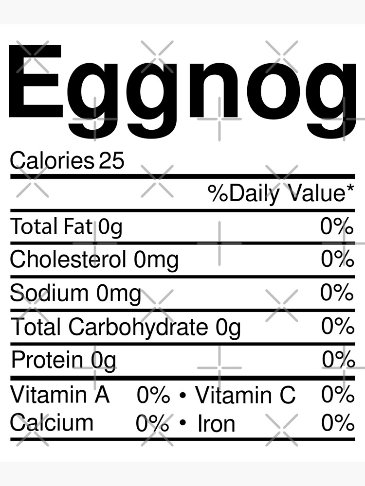 "Eggnog Nutrition Facts Christmas Food" Poster by