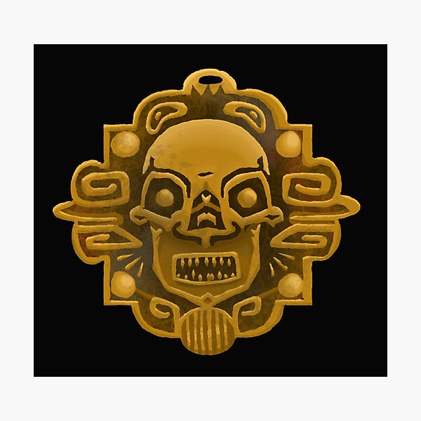 Graceful Goods Caribbean Pirate's Treasure Aztec Skull Coin Medallion  Necklace